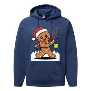 Gingerbread Man Christmas Tennis Ball Player Lover Xmas Performance Fleece Hoodie