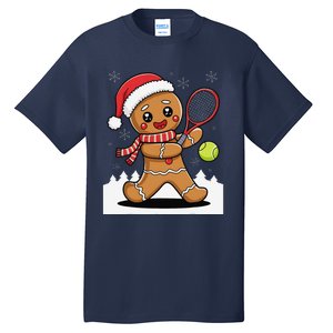 Gingerbread Man Christmas Tennis Ball Player Lover Xmas Tall T-Shirt