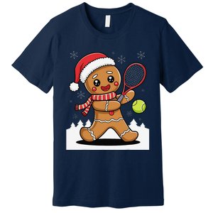 Gingerbread Man Christmas Tennis Ball Player Lover Xmas Premium T-Shirt