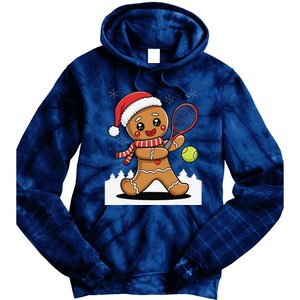 Gingerbread Man Christmas Tennis Ball Player Lover Xmas Tie Dye Hoodie