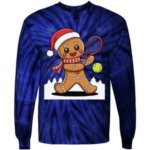 Gingerbread Man Christmas Tennis Ball Player Lover Xmas Tie-Dye Long Sleeve Shirt