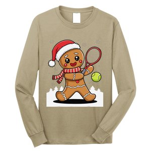 Gingerbread Man Christmas Tennis Ball Player Lover Xmas Long Sleeve Shirt