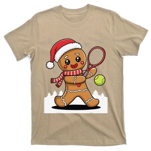 Gingerbread Man Christmas Tennis Ball Player Lover Xmas T-Shirt