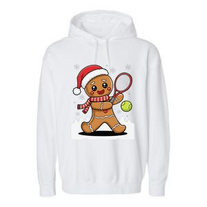 Gingerbread Man Christmas Tennis Ball Player Lover Xmas Garment-Dyed Fleece Hoodie