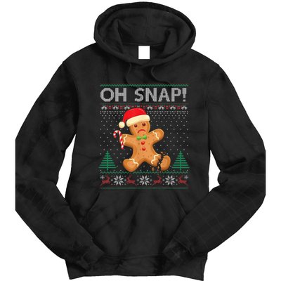 Gingerbread Man Cookie Ugly Sweater Oh Snap Christmas Tie Dye Hoodie