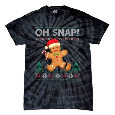 Gingerbread Man Cookie Ugly Sweater Oh Snap Christmas Tie-Dye T-Shirt