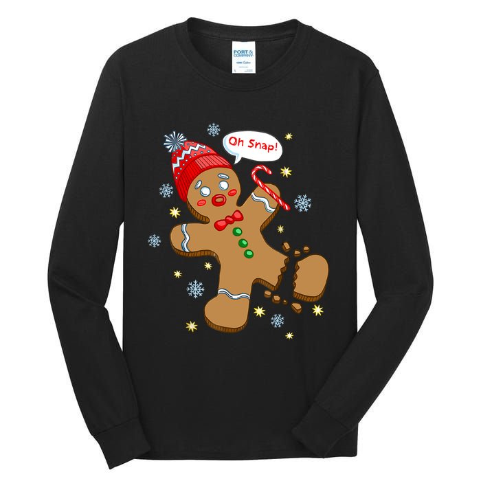 Gingerbread Man Cookie Xmas Oh Snap Funny Cute Christmas Tall Long Sleeve T-Shirt