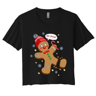 Gingerbread Man Cookie Xmas Oh Snap Funny Cute Christmas Women's Crop Top Tee