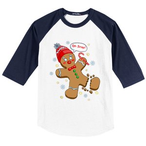 Gingerbread Man Cookie Xmas Oh Snap Funny Cute Christmas Baseball Sleeve Shirt