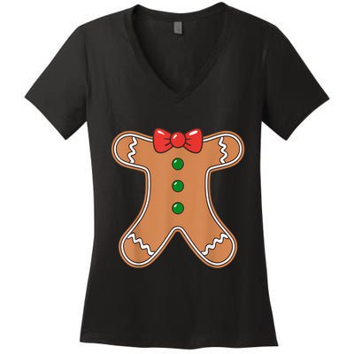 Gingerbread Man Cookie Costume Women's V-Neck T-Shirt