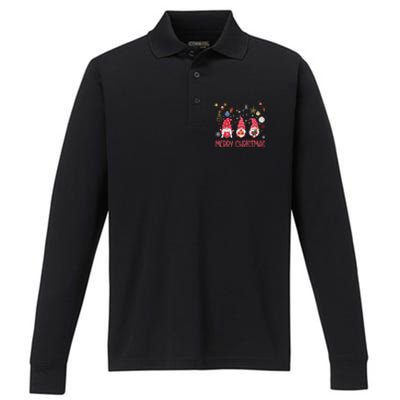 Gnomies Merry Christmas Family Christmas Gnome Gift Performance Long Sleeve Polo