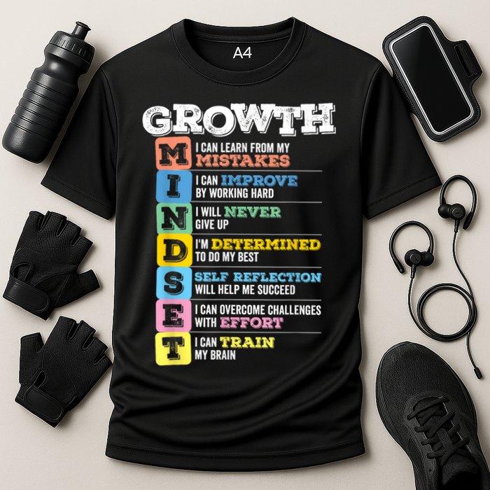 Growth Mindset Classroom Brain Motivation Entrepreneur Cooling Performance Crew T-Shirt