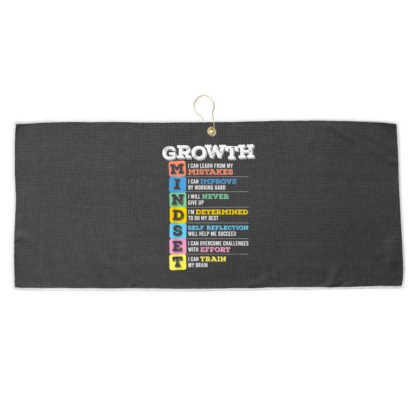 Growth Mindset Classroom Brain Motivation Entrepreneur Large Microfiber Waffle Golf Towel