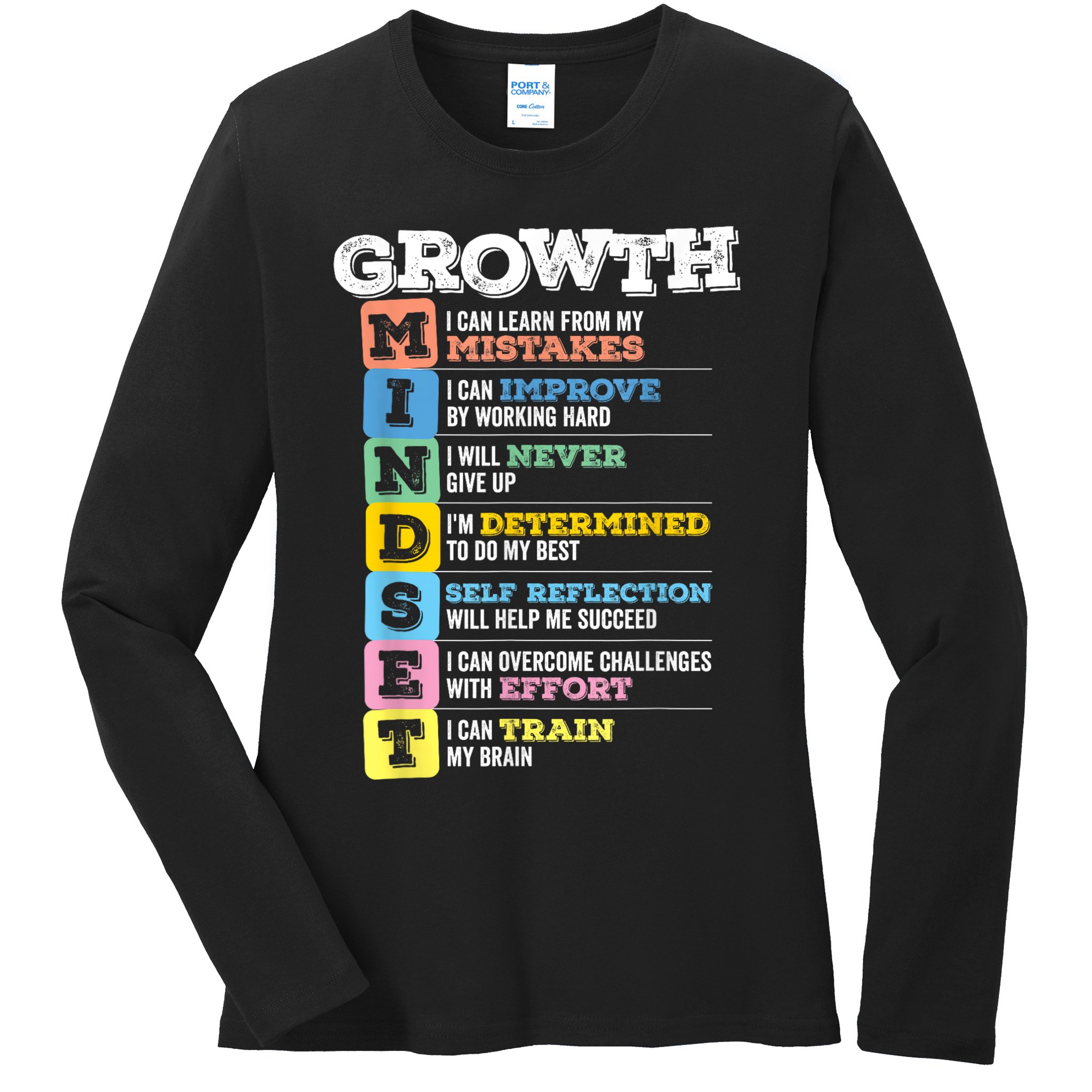 Growth Mindset Classroom Brain Motivation Entrepreneur Ladies Long Sleeve Shirt
