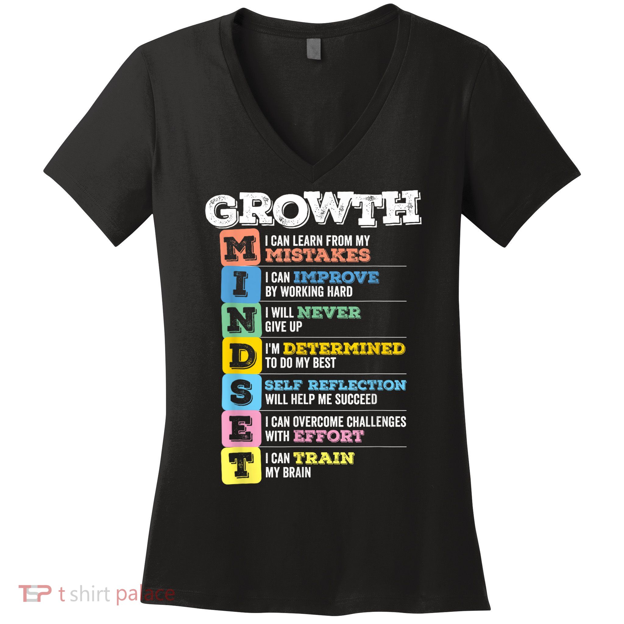 Growth Mindset Classroom Brain Motivation Entrepreneur Women's V-Neck T-Shirt
