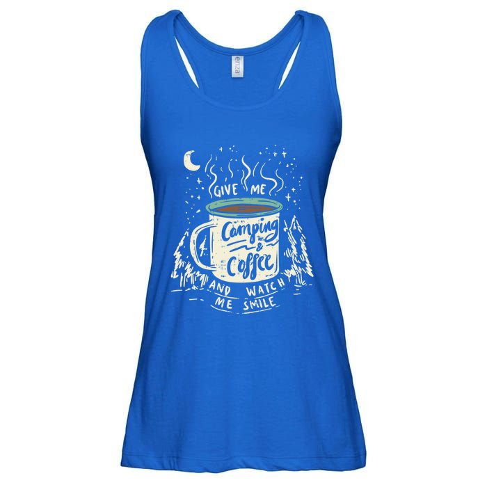 Give Me Coffee And Watch Me Smile I Coffee And Camping Gift Ladies Essential Flowy Tank