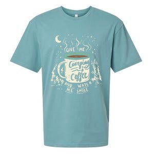 Give Me Coffee And Watch Me Smile I Coffee And Camping Gift Sueded Cloud Jersey T-Shirt