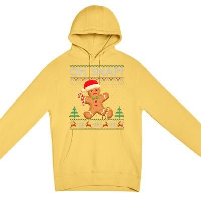 Gingerbread Man Cookie Ugly Sweater Oh Snap Christmas Premium Pullover Hoodie