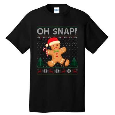 Gingerbread Man Cookie Ugly Sweater Oh Snap Christmas Tall T-Shirt