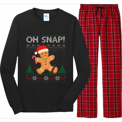 Gingerbread Man Cookie Ugly Sweater Oh Snap Christmas Long Sleeve Pajama Set