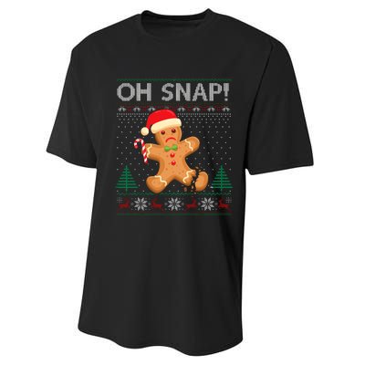 Gingerbread Man Cookie Ugly Sweater Oh Snap Christmas Performance Sprint T-Shirt