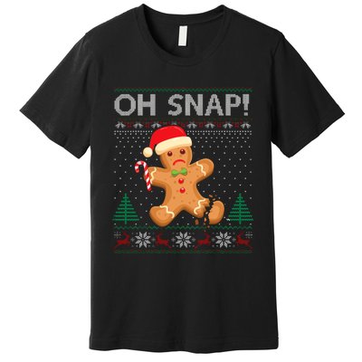 Gingerbread Man Cookie Ugly Sweater Oh Snap Christmas Premium T-Shirt