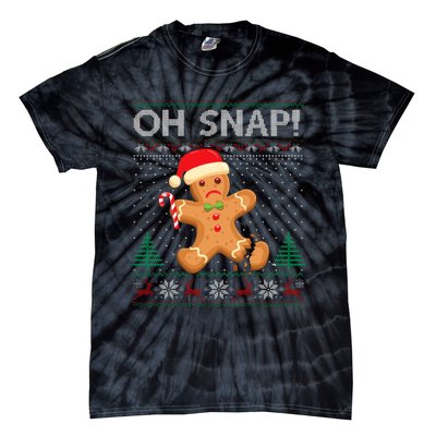 Gingerbread Man Cookie Ugly Sweater Oh Snap Christmas Tie-Dye T-Shirt