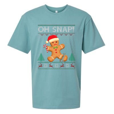 Gingerbread Man Cookie Ugly Sweater Oh Snap Christmas Sueded Cloud Jersey T-Shirt