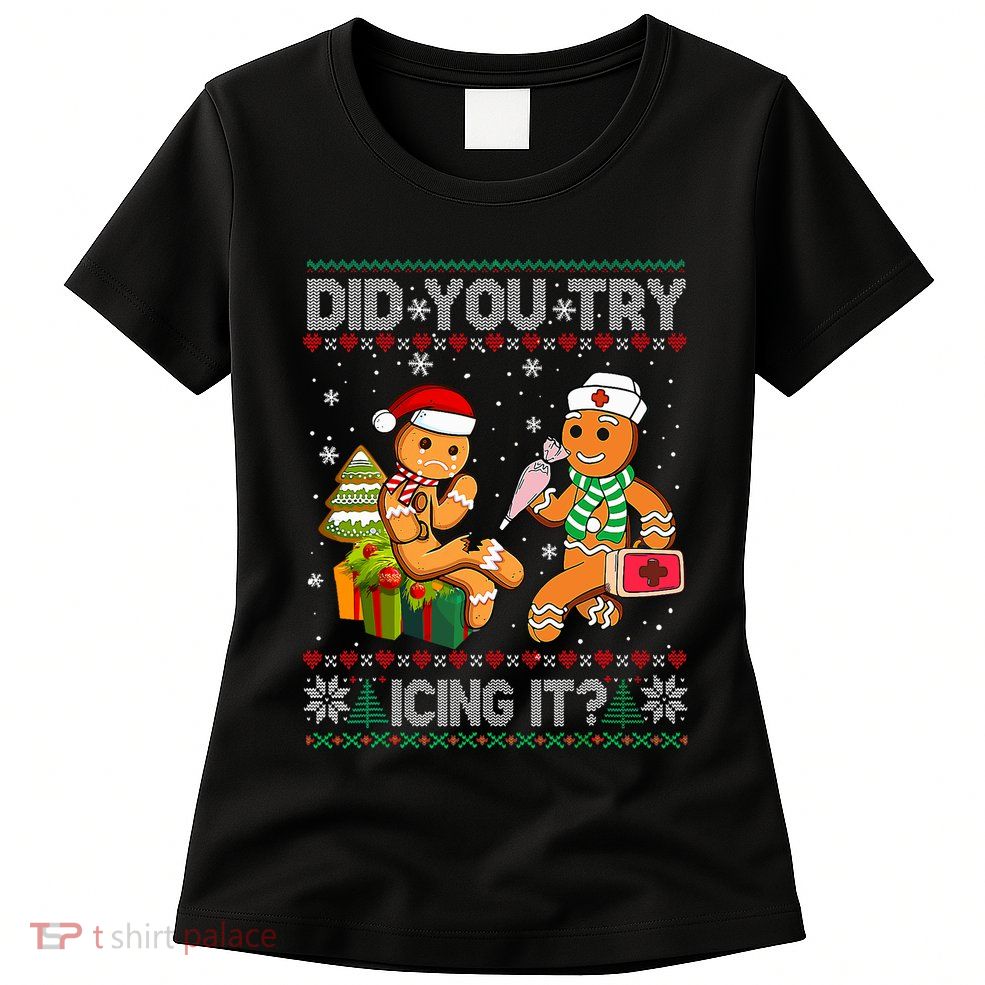 Gingerbread Man Cookie Ugly Sweater Oh Snap Christmas Womens T-Shirt