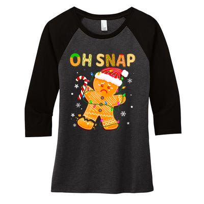 Gingerbread Man Cookie Xmas Oh Snap Funny Cute Christmas Women's Tri-Blend 3/4-Sleeve Raglan Shirt