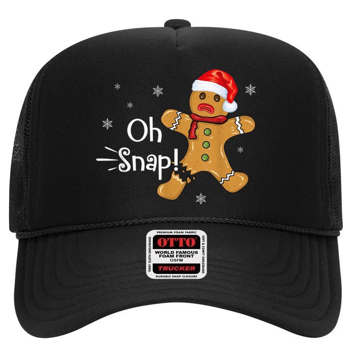 Gingerbread Man Cookie X-Mas Oh Snap Funny Cute Christmas High Crown Mesh Back Trucker Hat