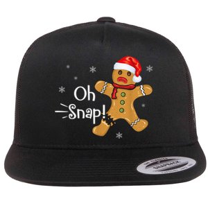 Gingerbread Man Cookie X-Mas Oh Snap Funny Cute Christmas Flat Bill Trucker Hat