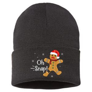 Gingerbread Man Cookie X-Mas Oh Snap Funny Cute Christmas Sustainable Knit Beanie