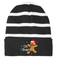 Gingerbread Man Cookie X-Mas Oh Snap Funny Cute Christmas Striped Beanie with Solid Band