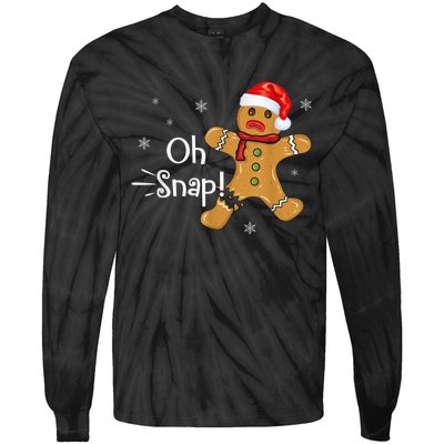 Gingerbread Man Cookie X-Mas Oh Snap Funny Cute Christmas Tie-Dye Long Sleeve Shirt