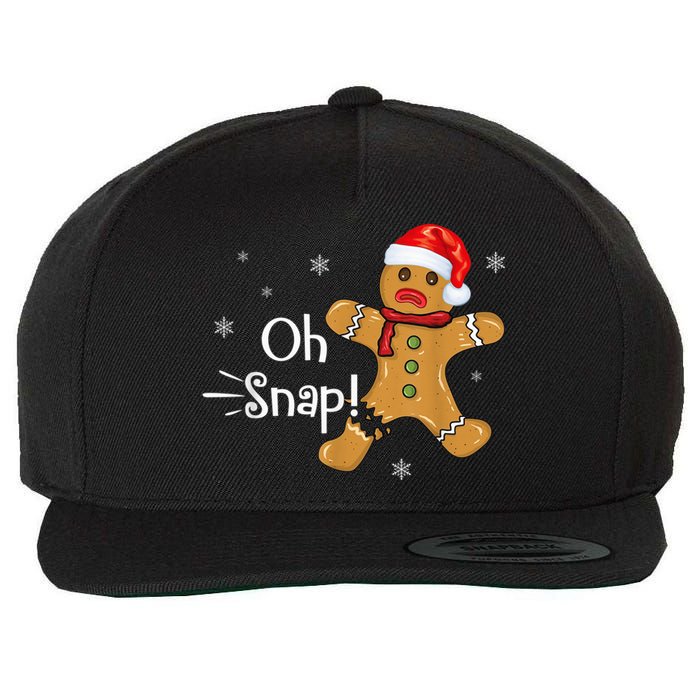 Gingerbread Man Cookie X-Mas Oh Snap Funny Cute Christmas Wool Snapback Cap