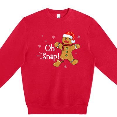 Gingerbread Man Cookie X-Mas Oh Snap Funny Cute Christmas Premium Crewneck Sweatshirt