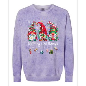 Gnomes Merry Christmas Light Family Gnome Xmas Women Zip Hoodie Colorblast Crewneck Sweatshirt