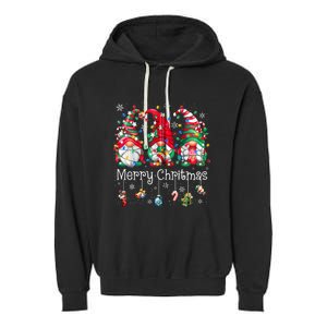 Gnomes Merry Christmas Light Family Gnome Xmas Women Zip Hoodie Garment-Dyed Fleece Hoodie