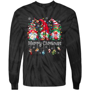 Gnomes Merry Christmas Light Family Gnome Xmas Women Zip Hoodie Tie-Dye Long Sleeve Shirt