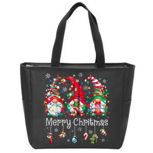 Gnomes Merry Christmas Light Family Gnome Xmas Women Zip Hoodie Zip Tote Bag