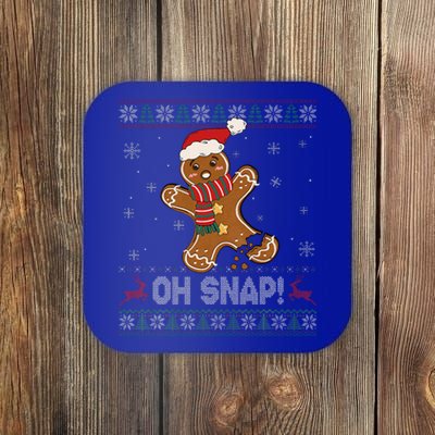 Gingerbread Man Cookie Baking Oh Snap Ugly Xmas Sweater Coaster