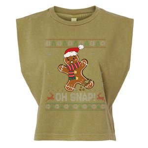 Gingerbread Man Cookie Baking Oh Snap Ugly Xmas Sweater Garment-Dyed Women's Muscle Tee