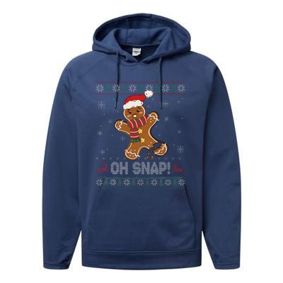 Gingerbread Man Cookie Baking Oh Snap Ugly Xmas Sweater Performance Fleece Hoodie