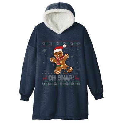 Gingerbread Man Cookie Baking Oh Snap Ugly Xmas Sweater Hooded Wearable Blanket