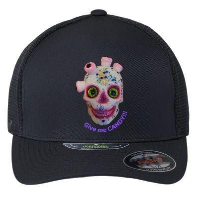 Give Me Candy Crazy Wildeyed Skull Face .Png Flexfit Unipanel Trucker Cap