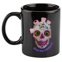 Give Me Candy Crazy Wildeyed Skull Face .Png 11oz C Handle Ceramic Mug