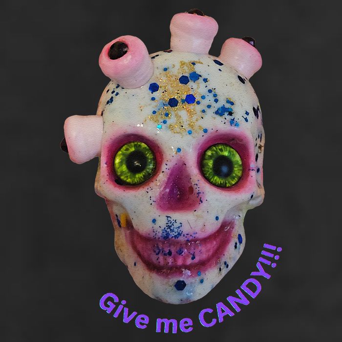 Give Me Candy Crazy Wildeyed Skull Face .Png 11oz C Handle Ceramic Mug