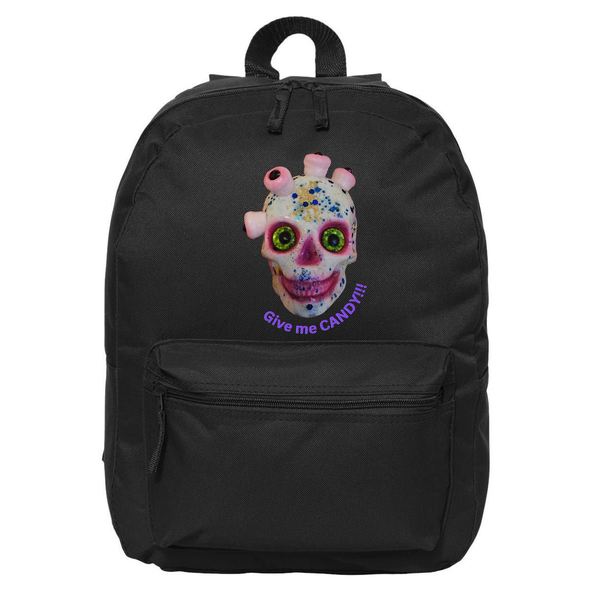 Give Me Candy Crazy Wildeyed Skull Face .Png 16 in Basic Backpack