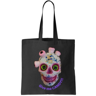 Give Me Candy Crazy Wildeyed Skull Face .Png Bag